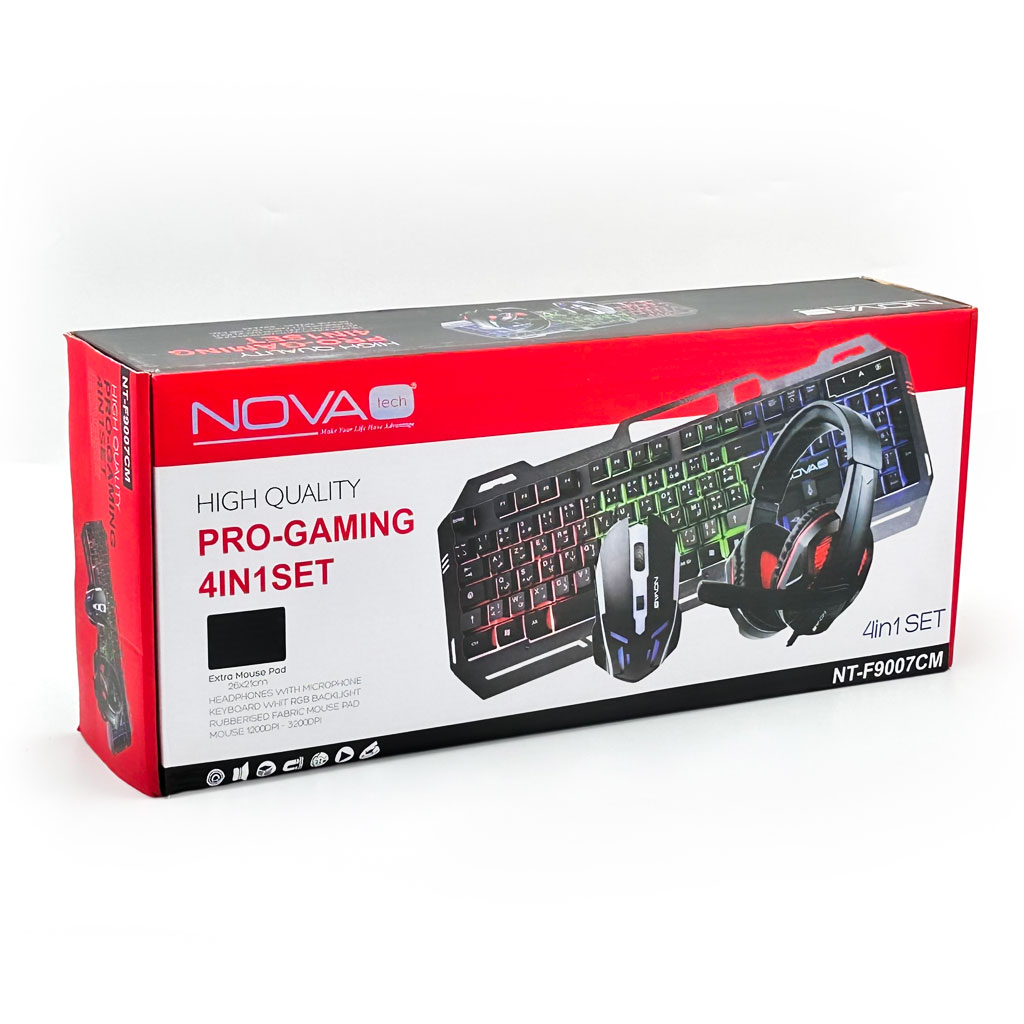 Nova Tech Pack Gaming 4en1 – Ensemble Complet Clavier, Souris, Casque Tapis - مجموعة أدوات الحاسوب كاملة